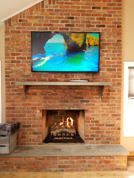 G42 Gas Fireplace - Birch Log Set, Brick Liner, and MB Forgeworks Surround  - Living Room - Vancouver - by Enviro