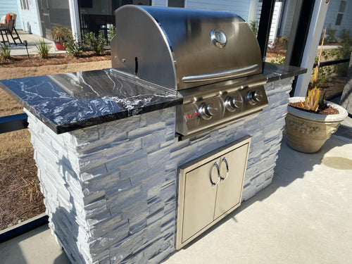 TRU Innovative 5 Foot Grill Island - With 25 Inch Blaze Grill, Doors, – NYC  Fireplaces & Outdoor Kitchens