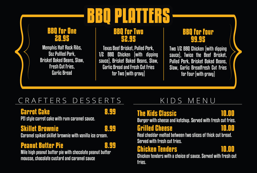 Crafter's BBQ Menu Spring