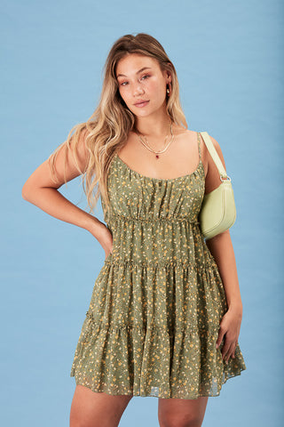 Buy Trixxi women juniors allover print mini dress olive combo
