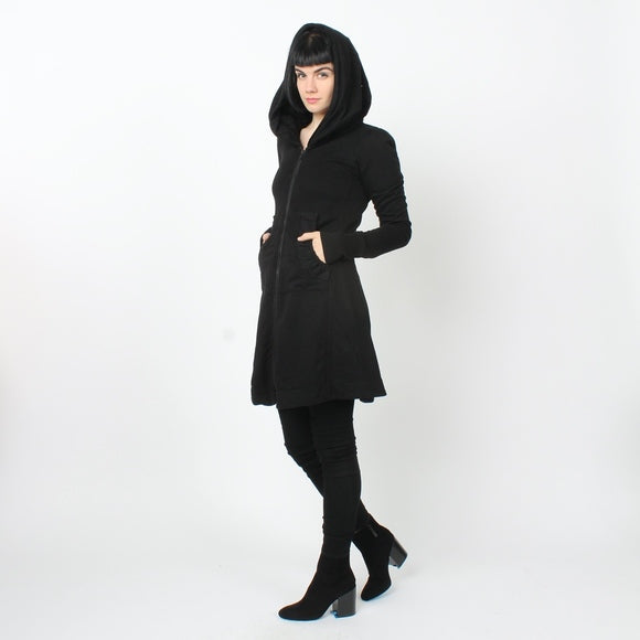 Long Cloak Hoodie - Black - Organic Boutique