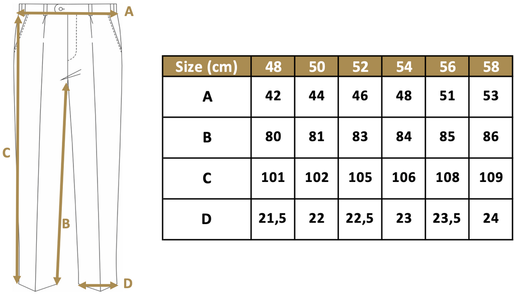 Pants Size Chart