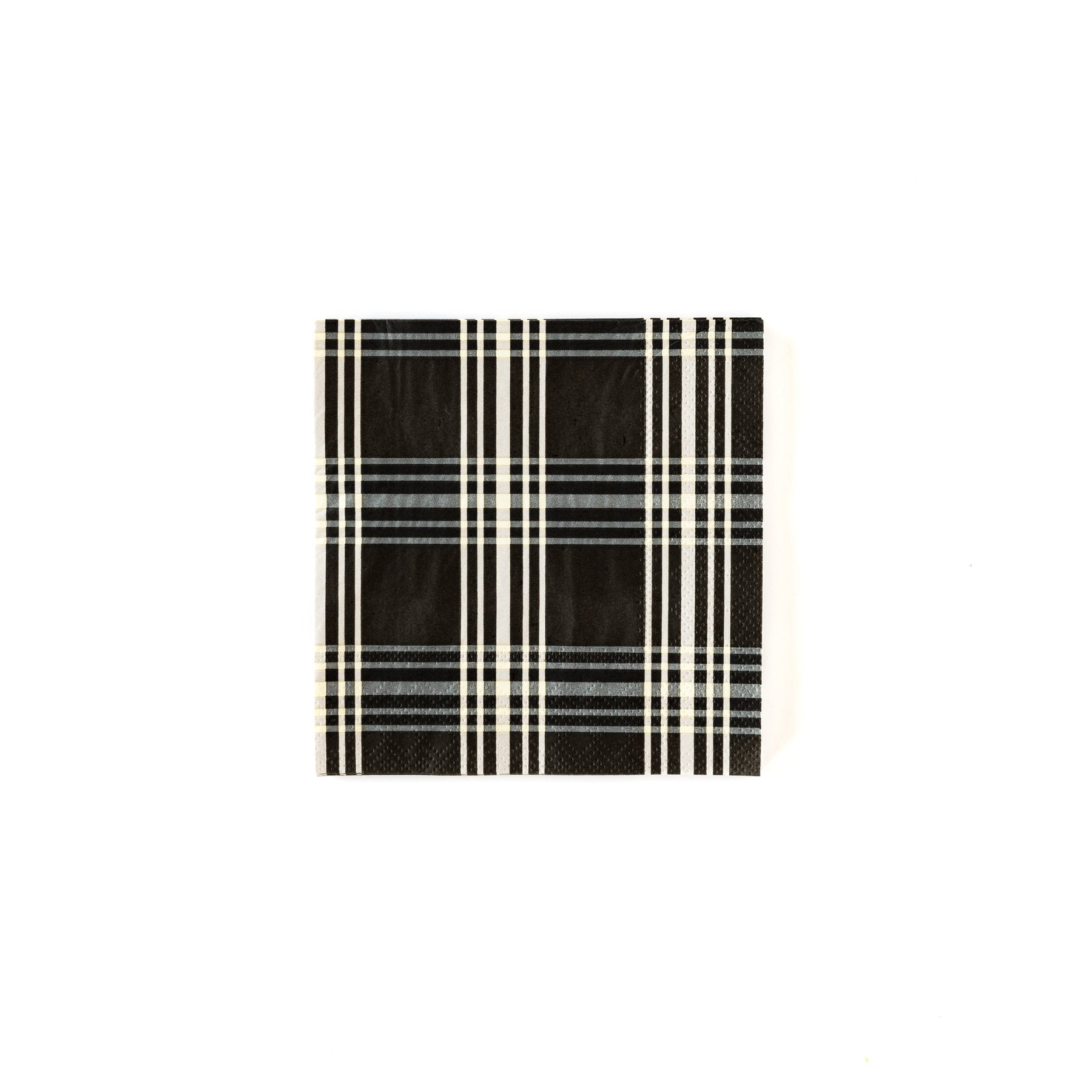 Black Plaid Cocktail Napkin