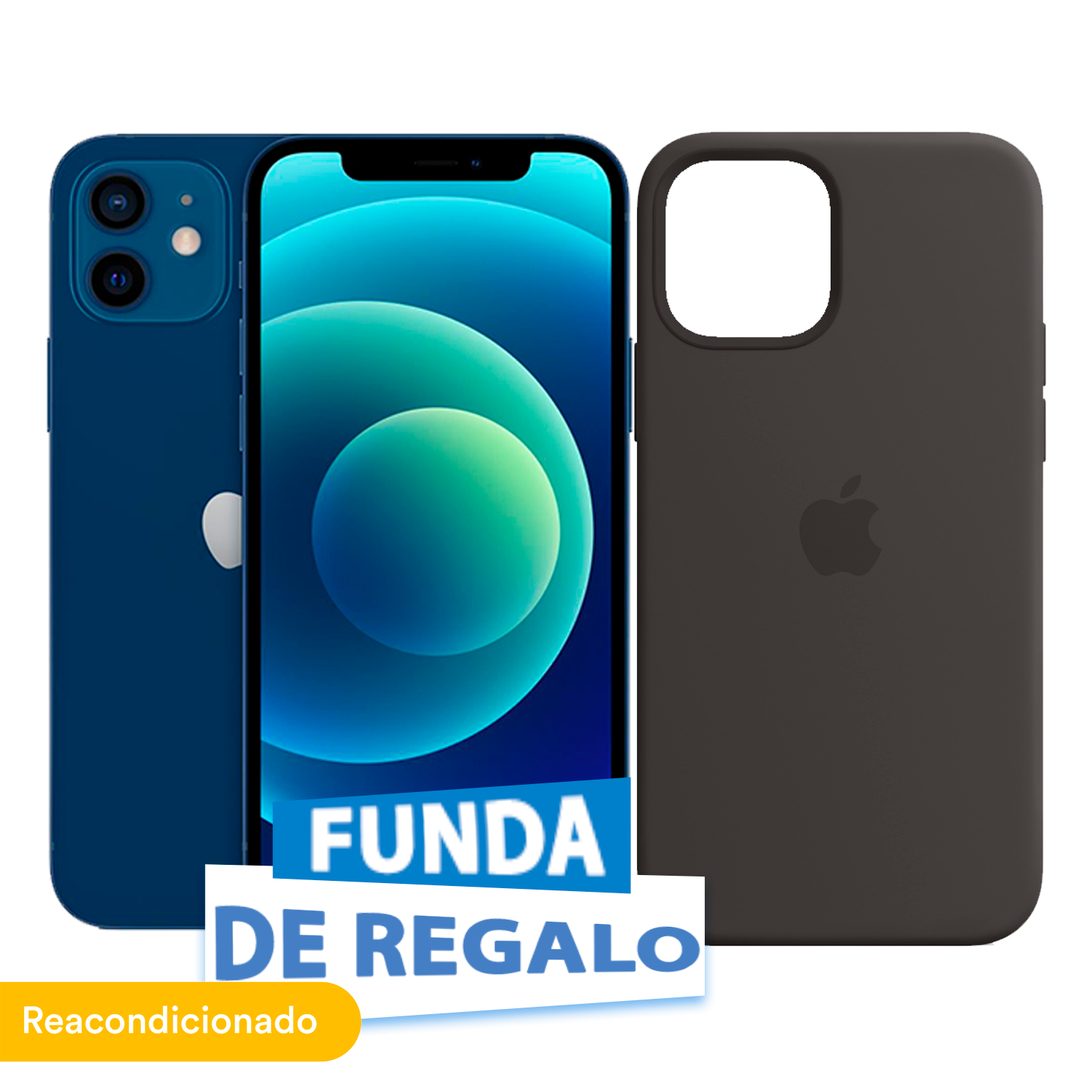 Creditienda - Celular Reacondicionado Apple iPhone 12 64GB Azul + Funda de Regalo