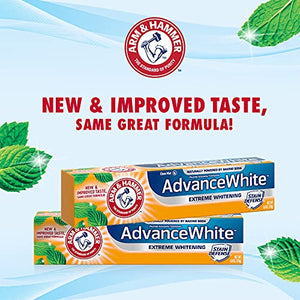ARM & HAMMER Advanced White Extreme Whitening Toothpaste, TRIPLE PACK (Contains Three 6oz Tubes) -Clean Mint - Fluoride Toothpaste