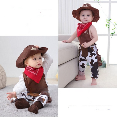 Costume da cowboy spericolato per bambina e bambino 3 pezzi