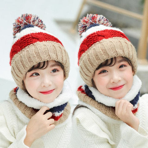 Écharpe et bonnet enfant tricot 5 à 12 ans
