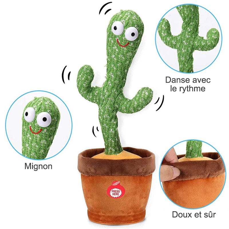 Jouet Cactus Peluche Dansant et Répétant - KAWAII - Cactus Qui