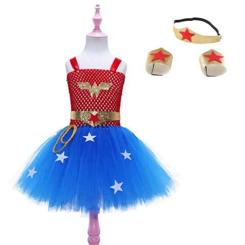 Costume da supereroe di carnevale di Wonder Woman per bambina