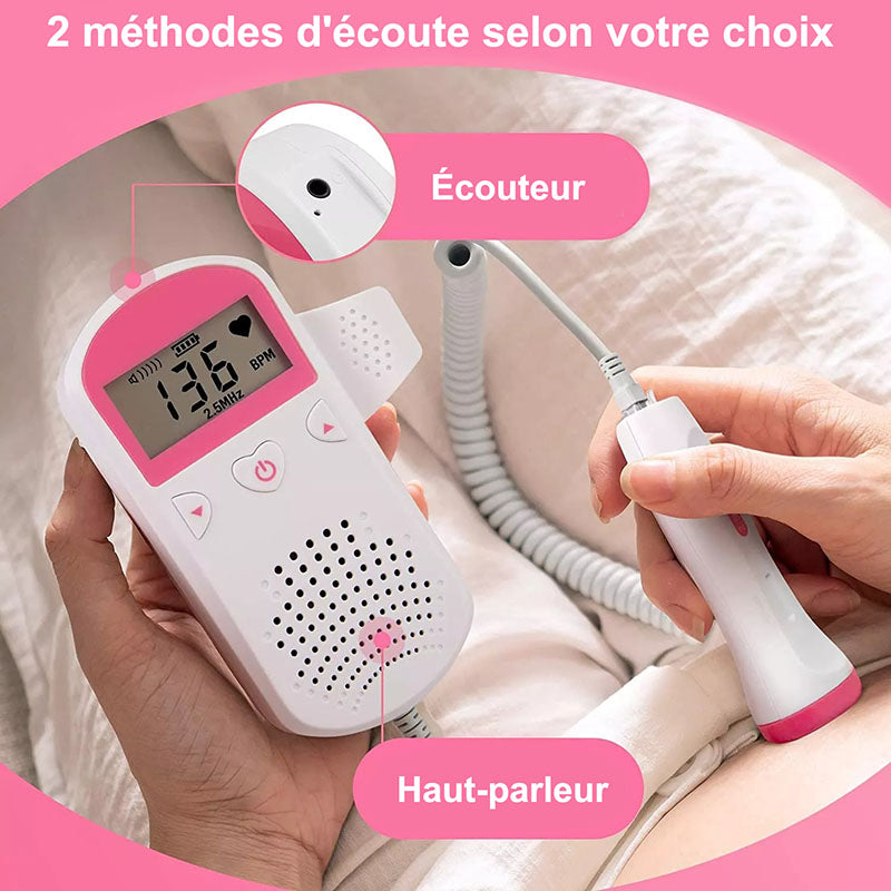 Moniteur de fréquence cardiaque pour bébé Doppler fœtal portable Son Bébé  Grossesse Grossesse Ultras
