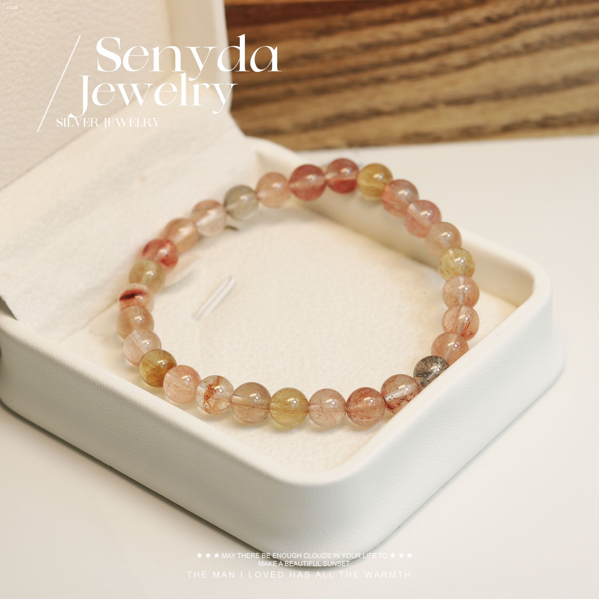 The Natural 6.8mm Three-Fortune Hair Quartz Bracelet - VT108