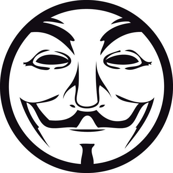 Anonymous Guy Fawkes Mask Circle Die Cut Vinyl Sticker  