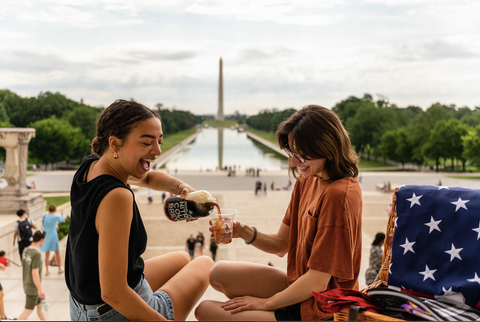 Two girls enjoying cold brew in Washington, D.C.