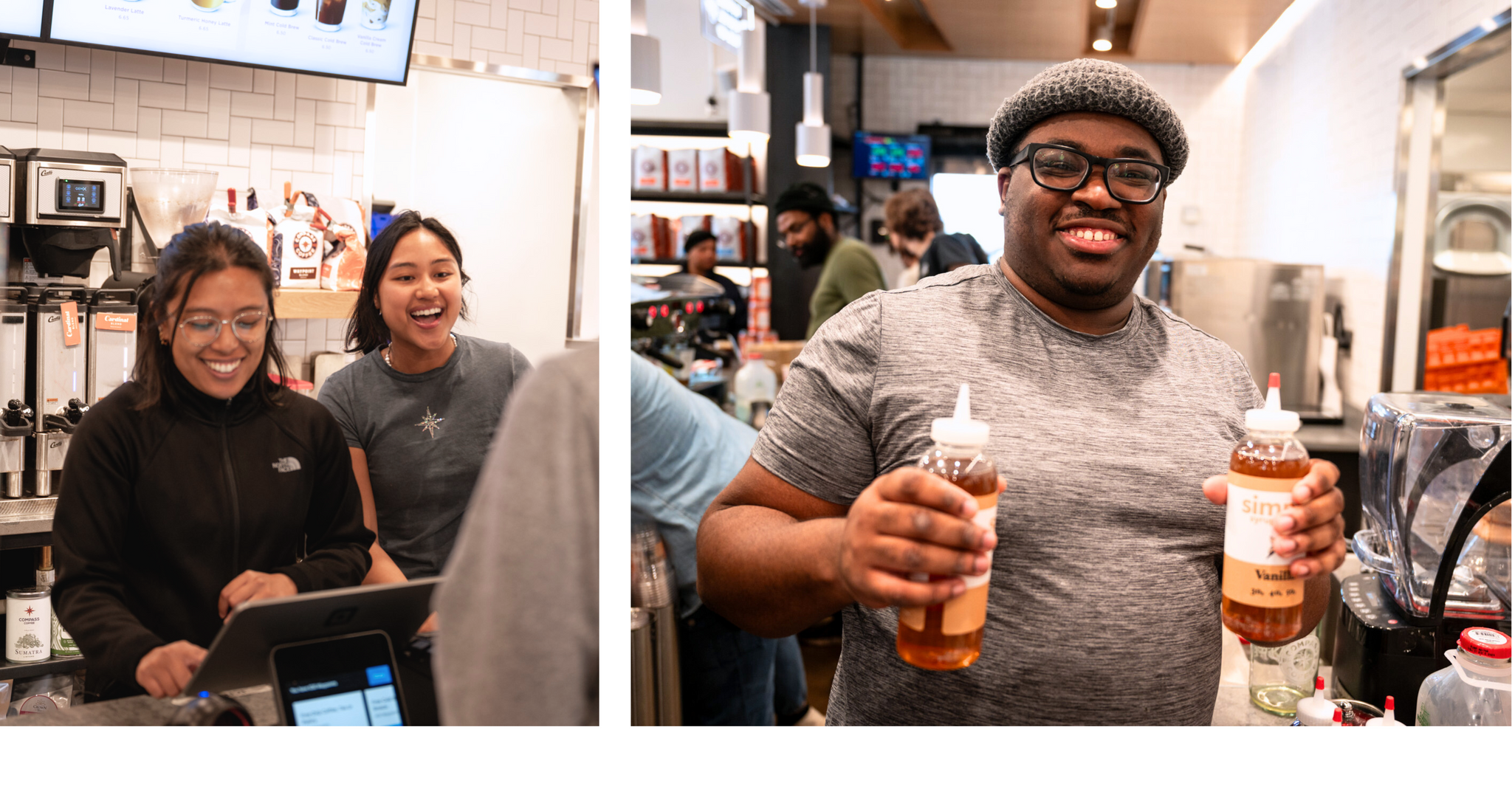 Baristas serving cold brew coffee at compass coffee