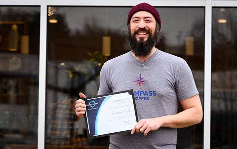 Steve with certificate at Fairfax Cafe