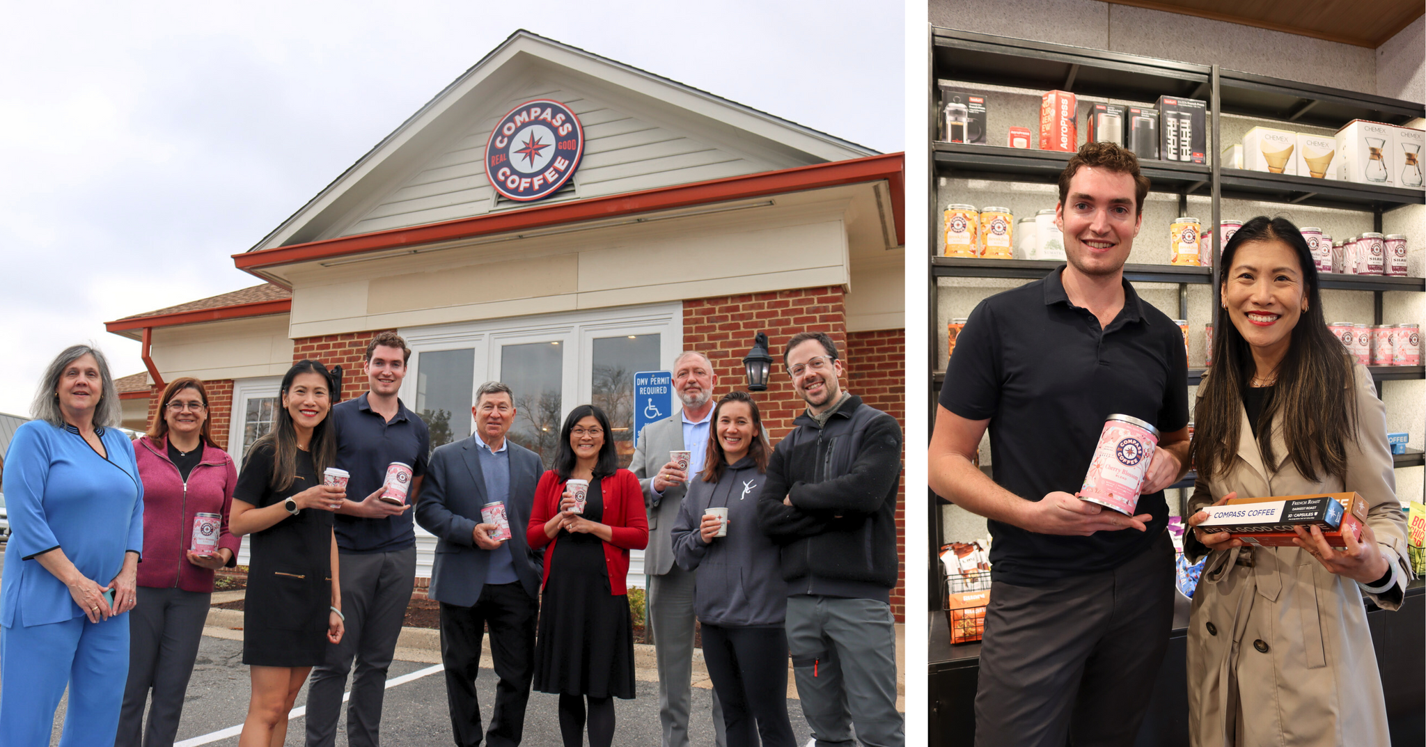 Compass coffee with Mayor of Falls Church at new cafe