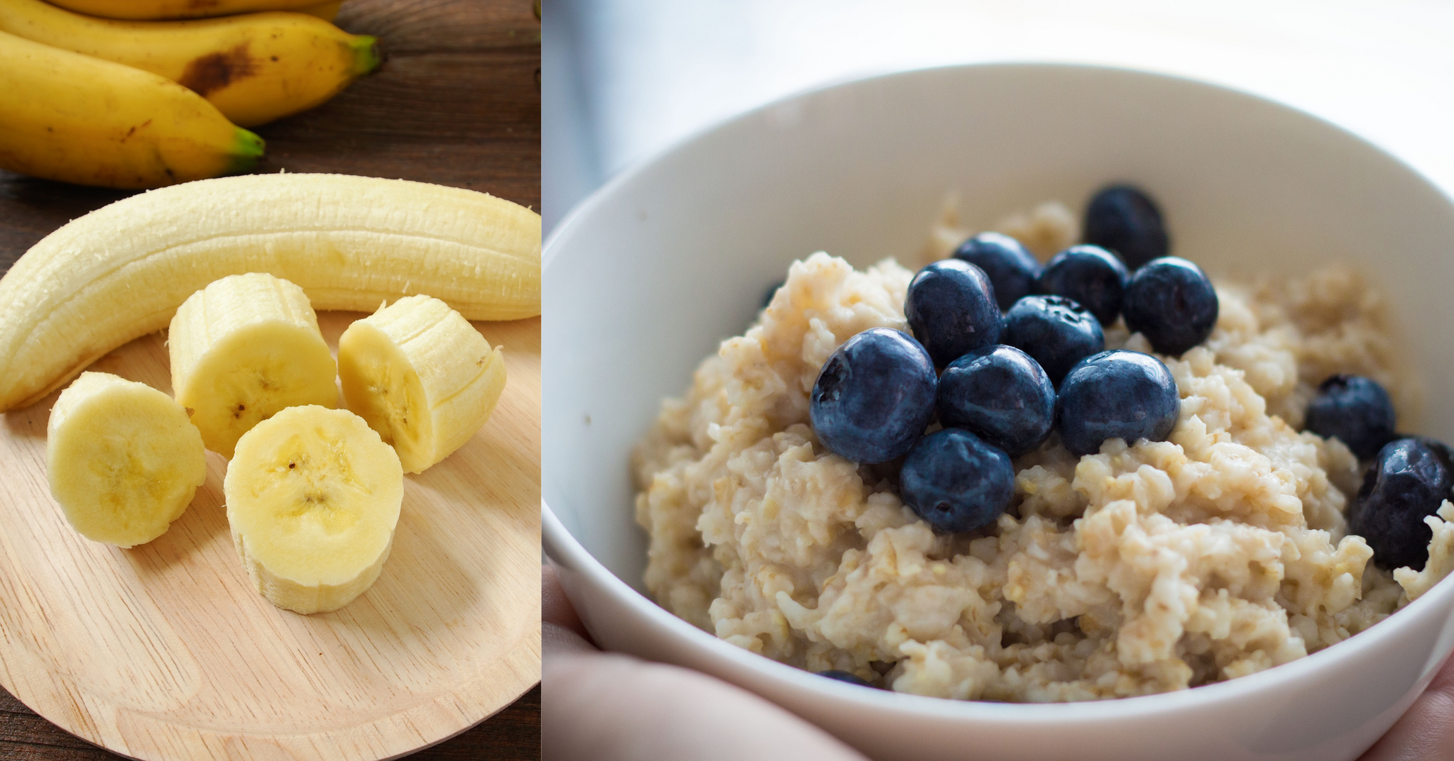 Breakfast food before a workout with bananas and oatmeal