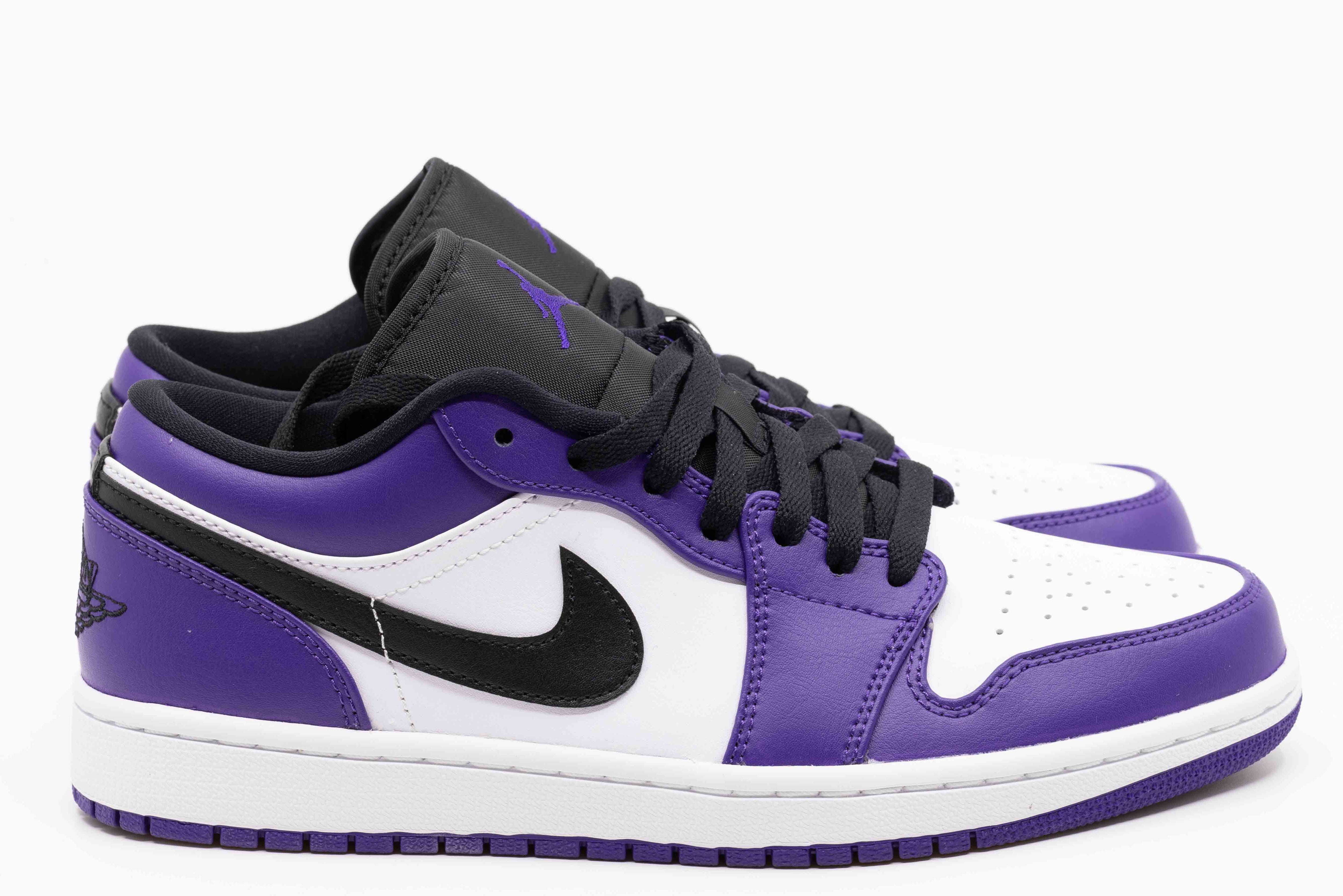 court purple white jordan 1 low