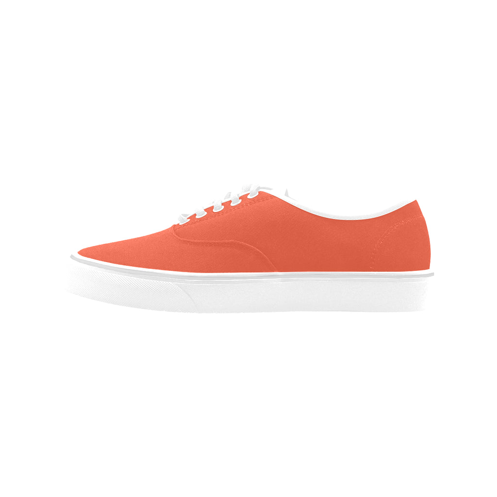 Buy Men's Orange Print Canvas Low Top (White) at TFS The Funkydelic