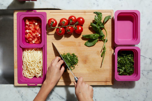 Zenprep Extra Large Bamboo Cutting Board With Containers (Set Of 3) - Over  The Sink Chopping Board With Collapsible Strainer - Meal Prep Station For