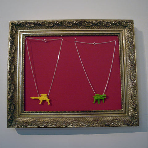 Plastic toy guns upcyled into jewelry