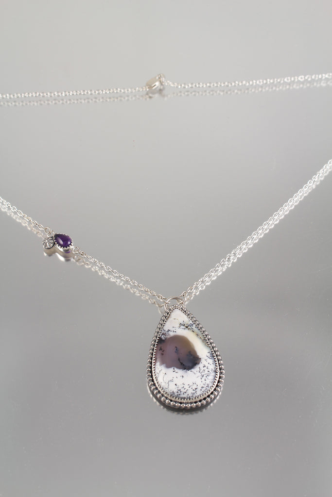 Dendritic and Amethyst Teardrop with Frenchie Peekaboo Pendant ...