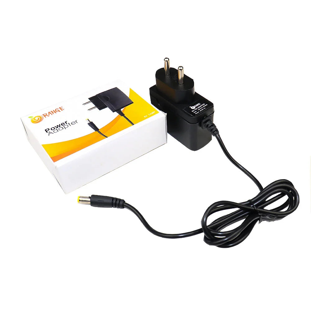 Orange 5V 2A Power supply with Dual Pin DC Plug Adapter
