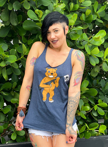 Vikerrious modeling the Bear Arms design by skinnybuddha artist Ash Lethal
