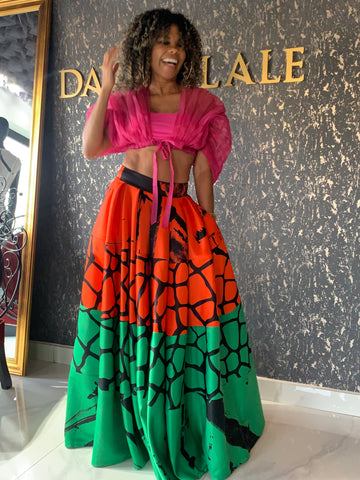 Lady wearing David Tlale skirt