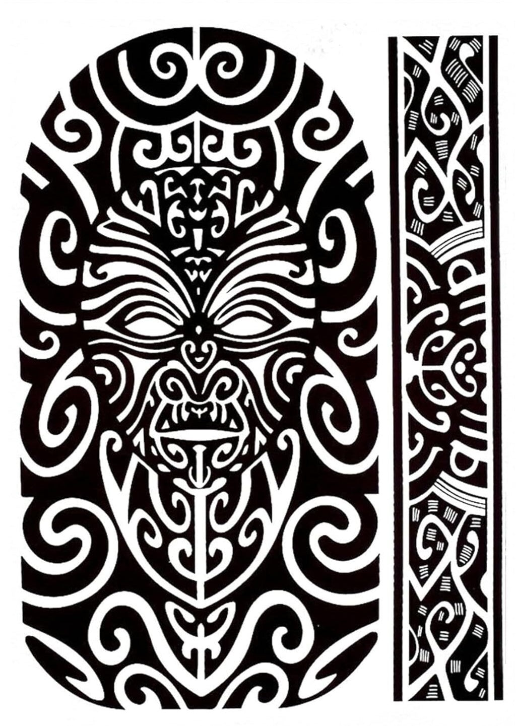 Tribal Polynesian Transparent Printable Large Temporary Tattoo - Custom Digital Download Design - DIY Full Sleeve Tattoo Art