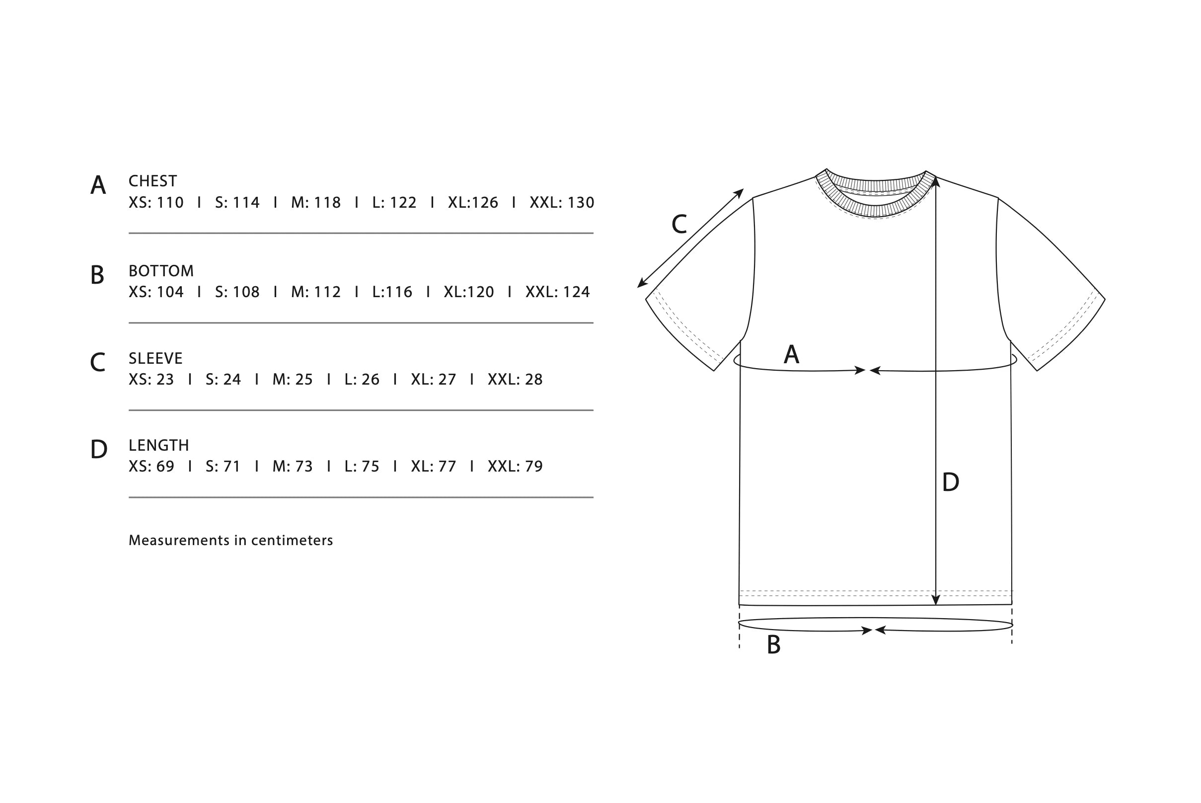 Size Chart - T-shirt Relaxed Box Fit