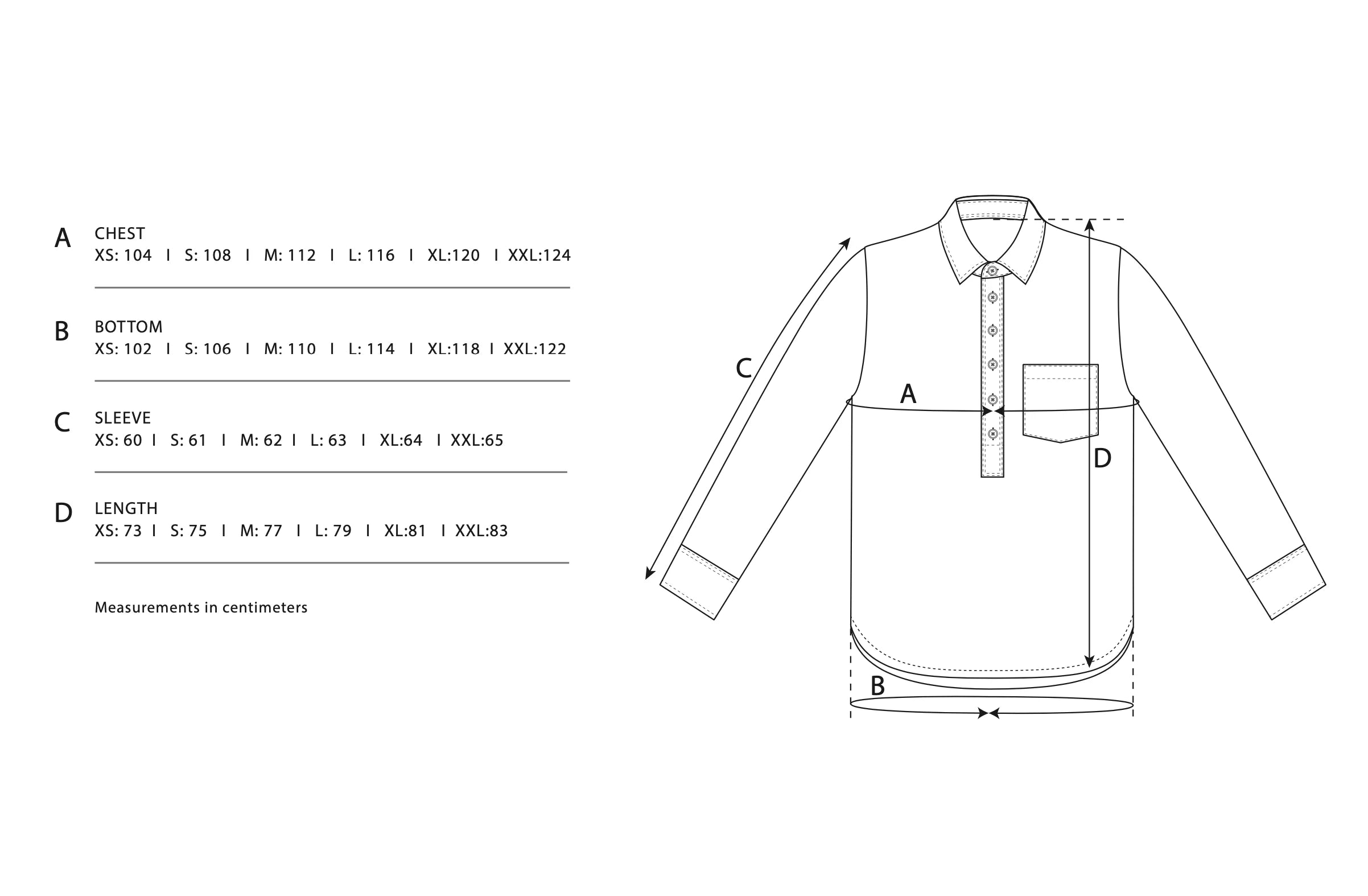 Size Chart - Terry Studio