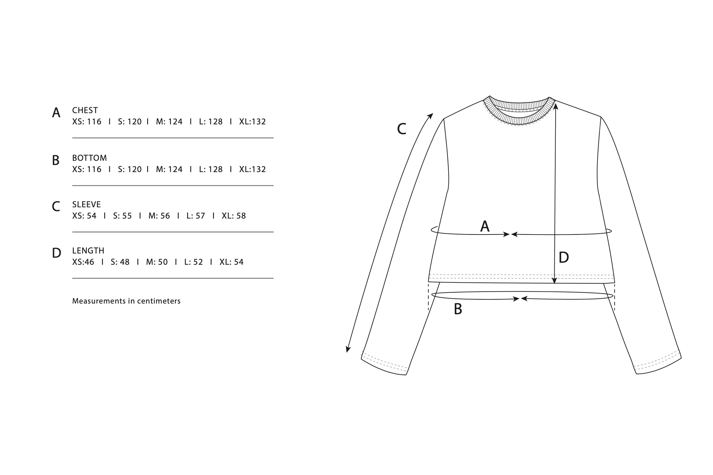 Size Chart - Waffle Cropped Box Crew