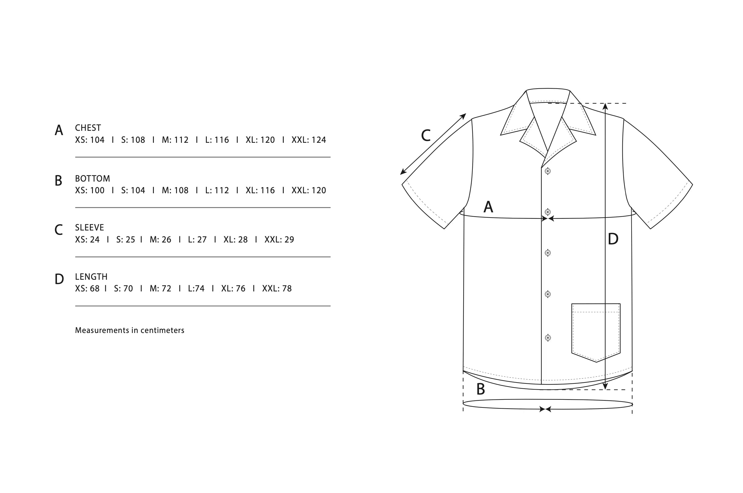 Size Chart - Waffle Havana Shirt