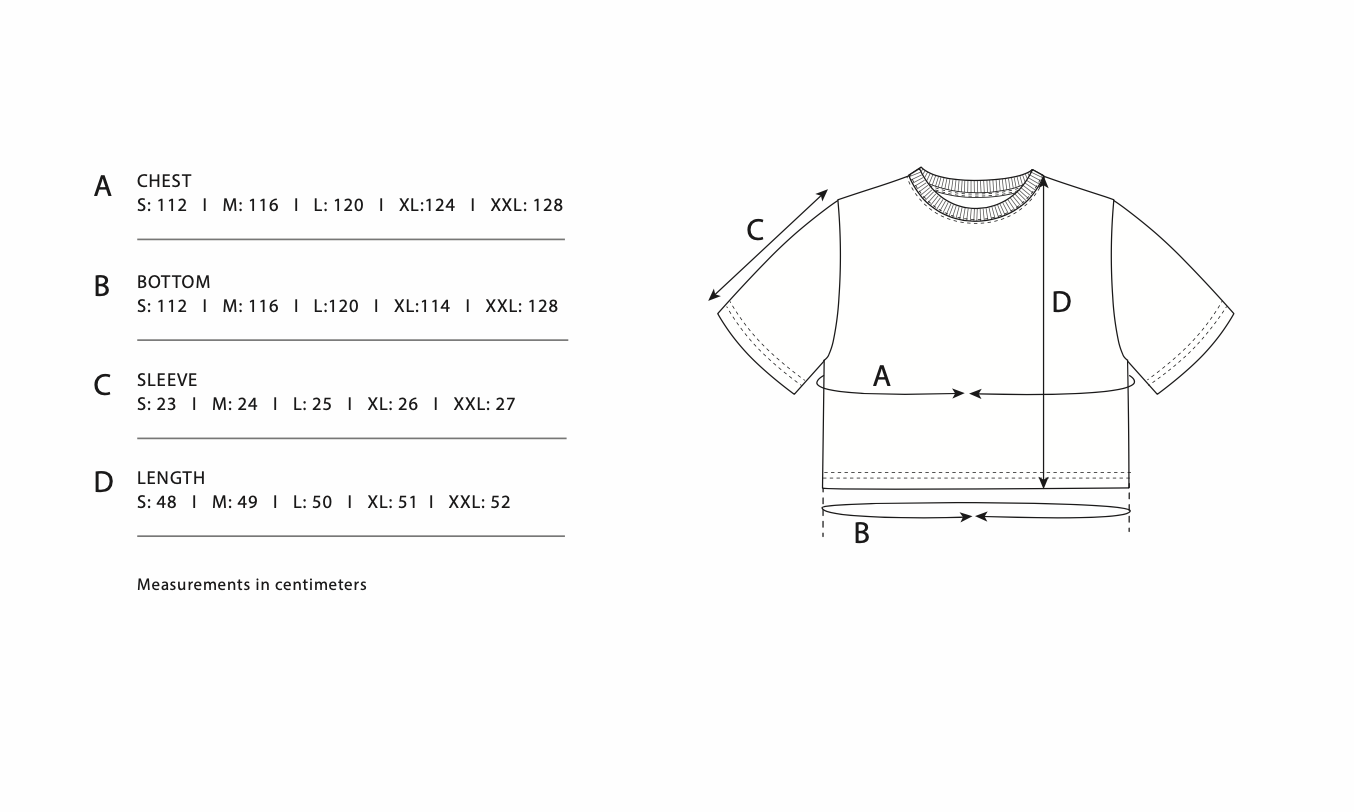 Size Chart - Cropped T-Shirt