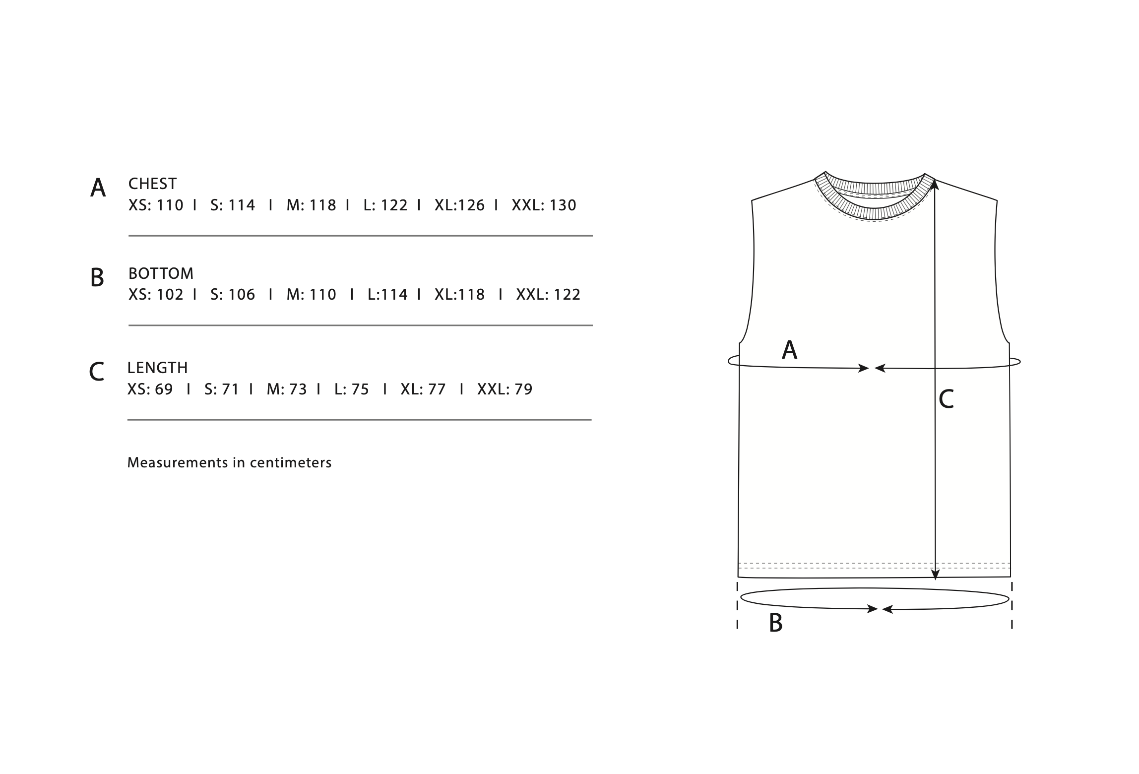 Size Chart SS23 Tank Tee