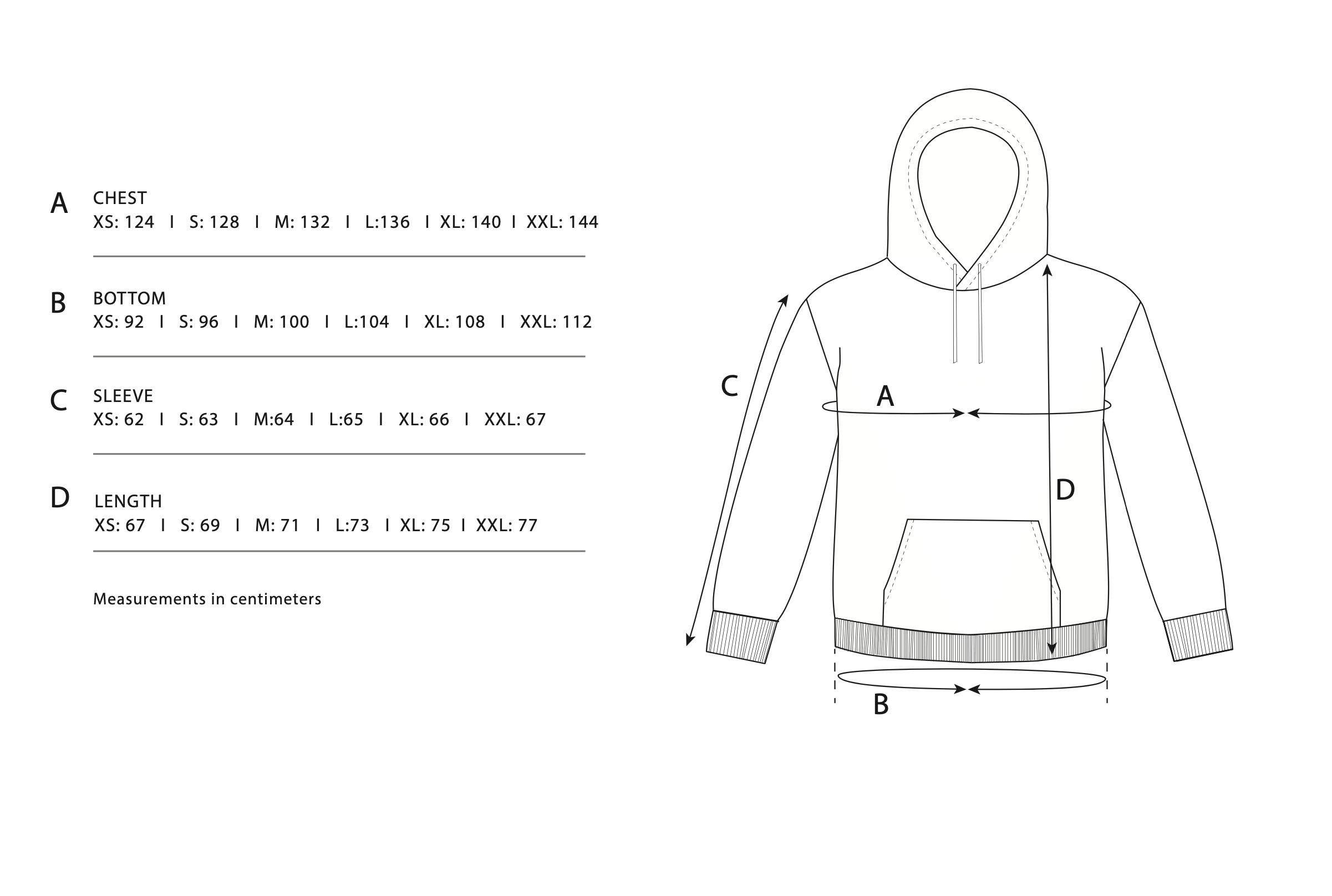 Size Chart SS23 Terry Hoodie