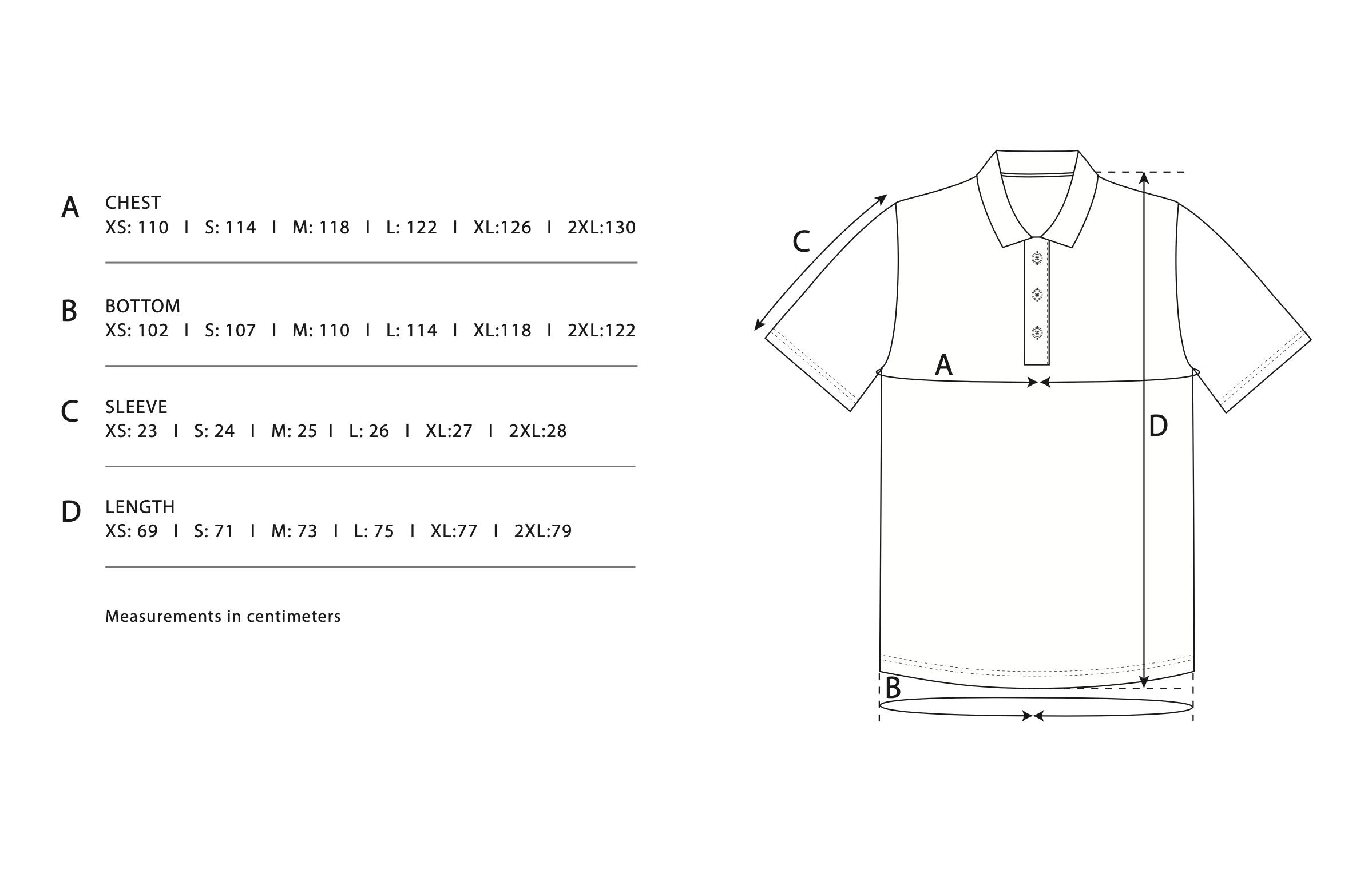 Size Chart SS23 Terry Riviera