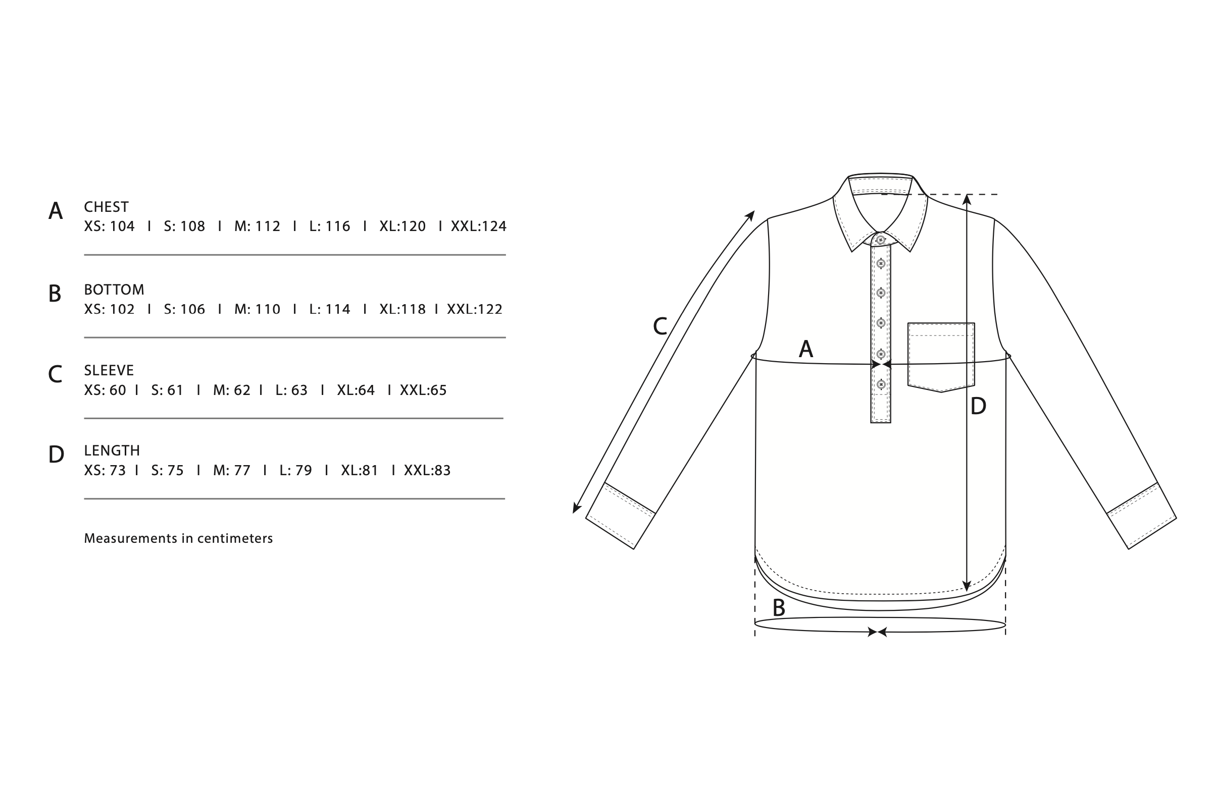 Size Chart SS23 Terry Studio