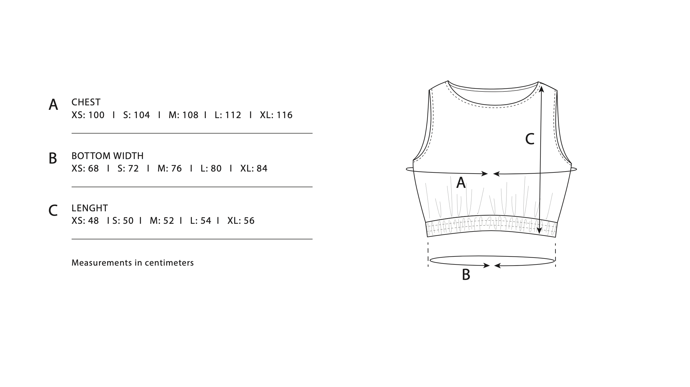 Size Chart SS23 Terry Tank