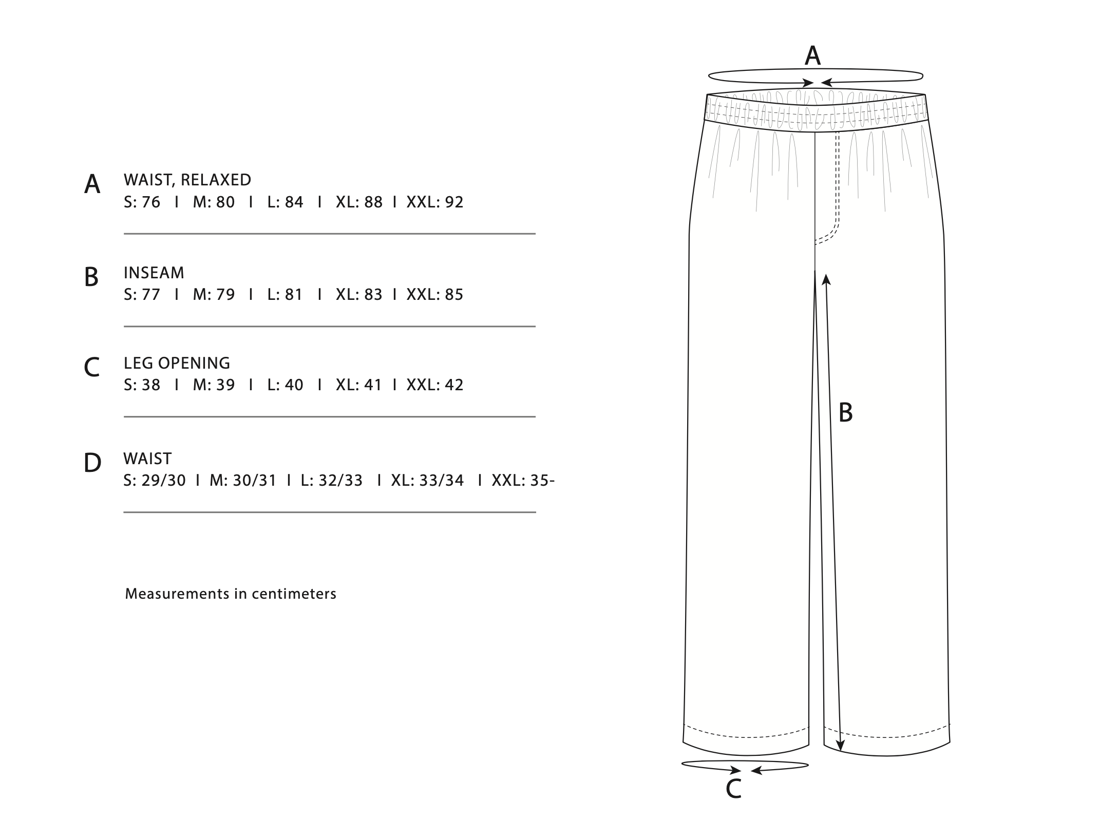 Size chart - Vacation Pants – Nikben