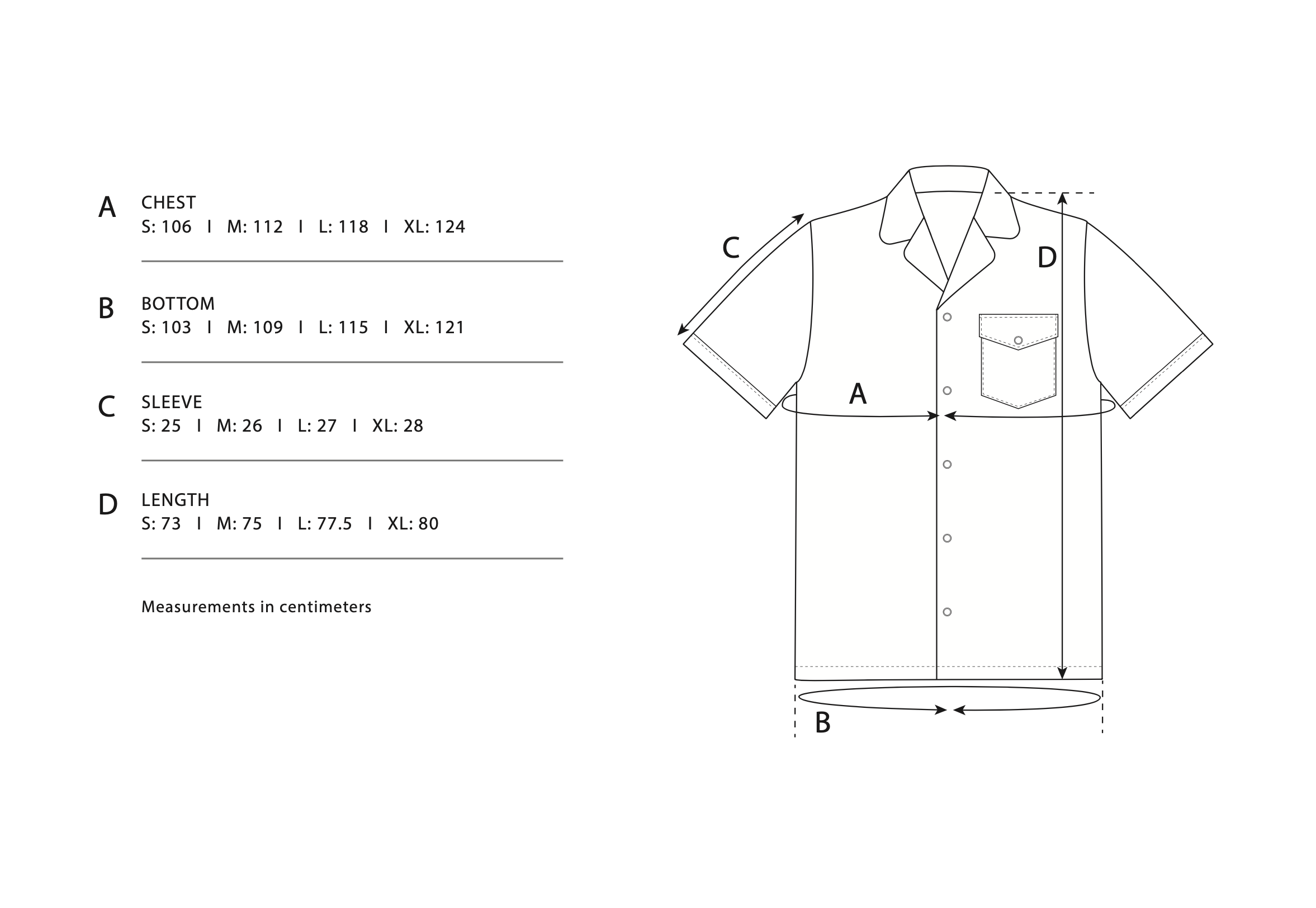 Size Chart - Vacay Shirt