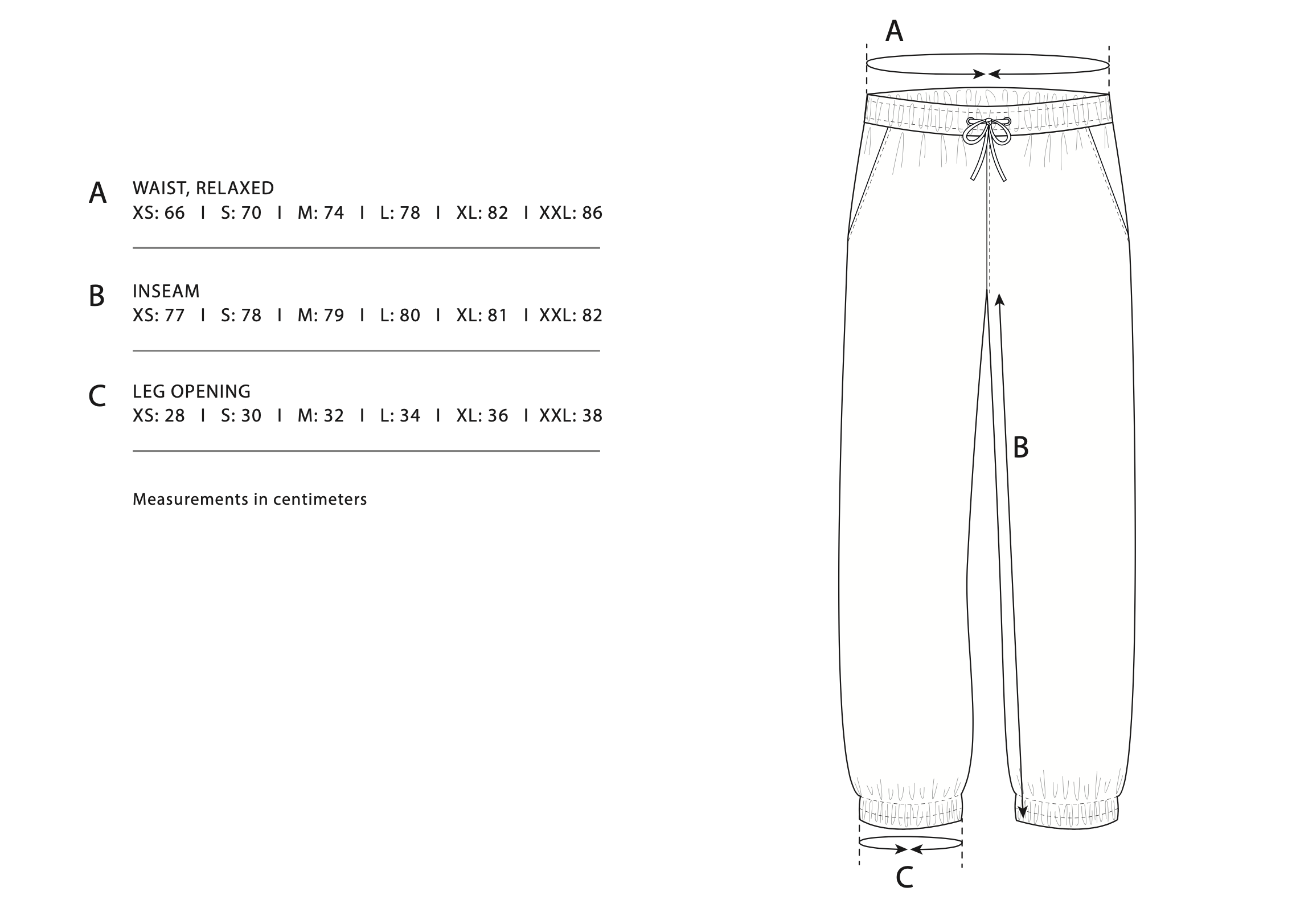 Size Chart Sweatpants