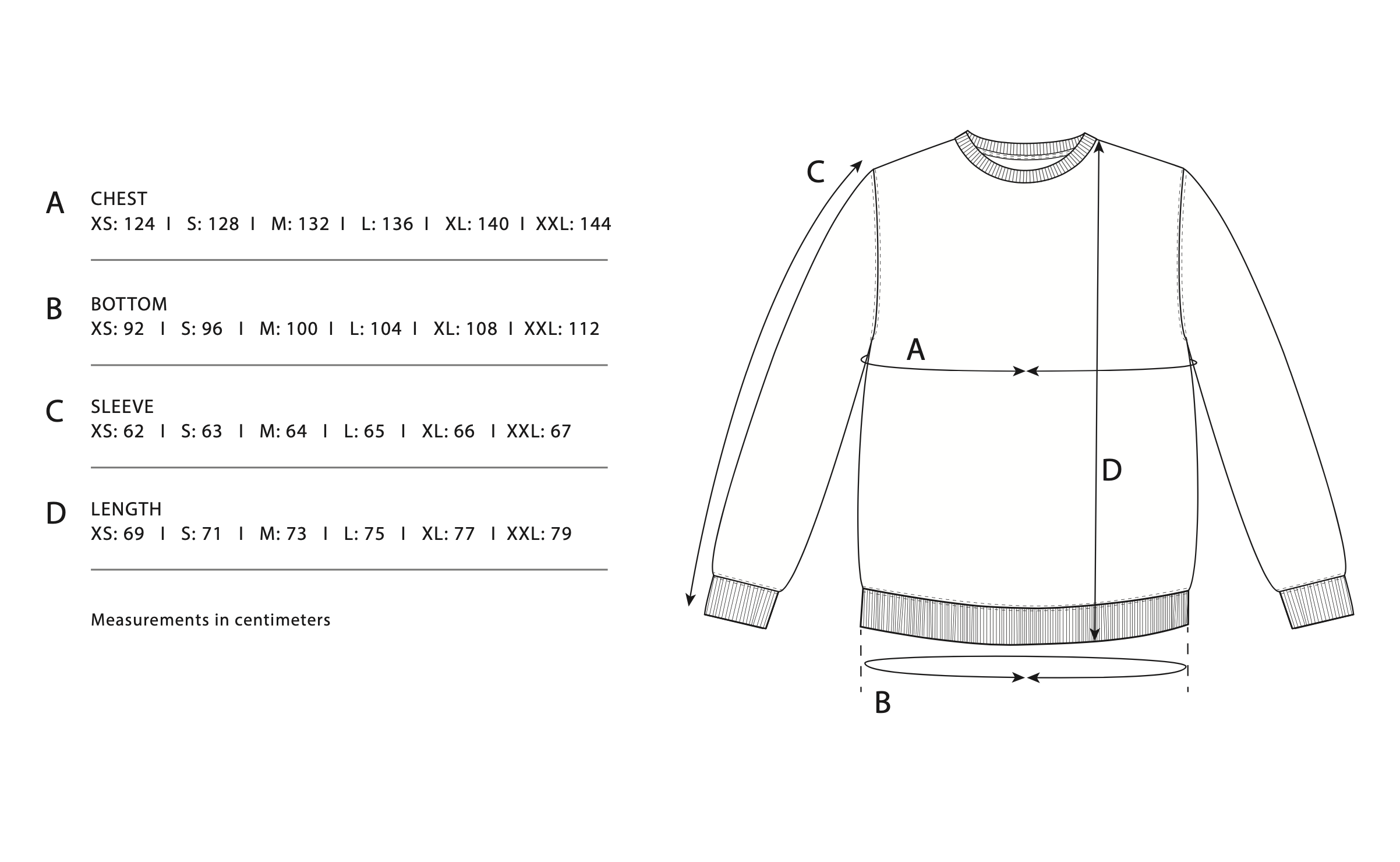 Size chart - Sweatshirt