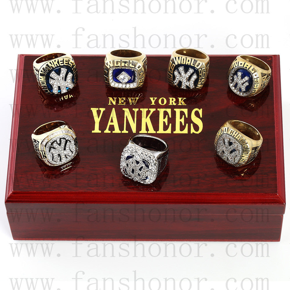 Customized New York Yankees MLB Championship Rings Set Wooden Display ...