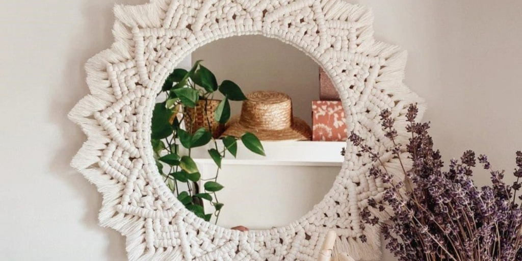 miroir en macramé