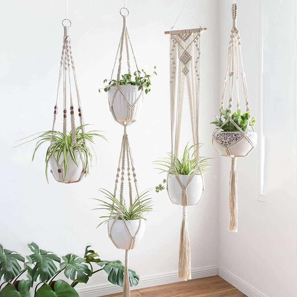 Gadgy cintre Set de 3 - Cintre style macramé pour pots de fleurs - Coton  tissé à la