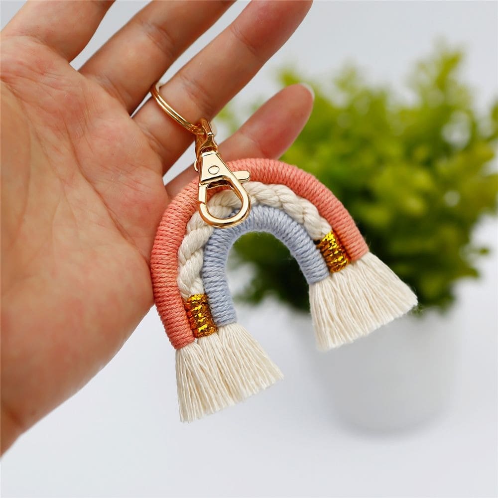 Porte-clés en macramé - Porte-clés 4 pièces - Porte-clés Handgemaakt -  Cadeau - Saint