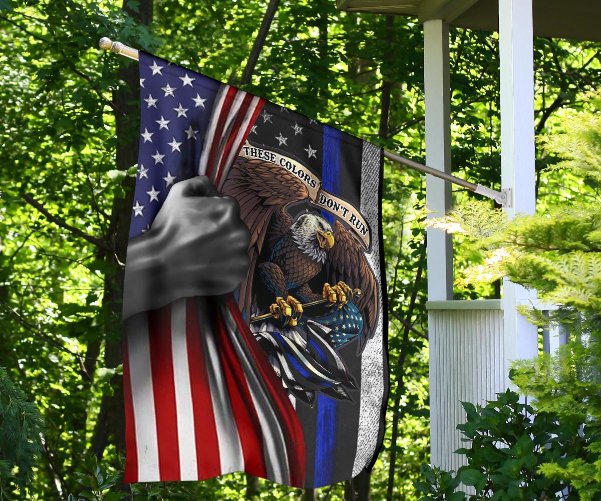 Eagle Thin Blue Line Flag Inside American Flag Honoring Law Enforcemen ...