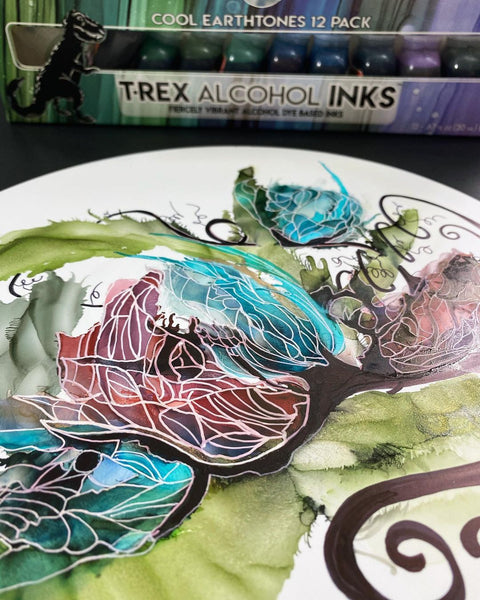 t rex alcohol ink artwork